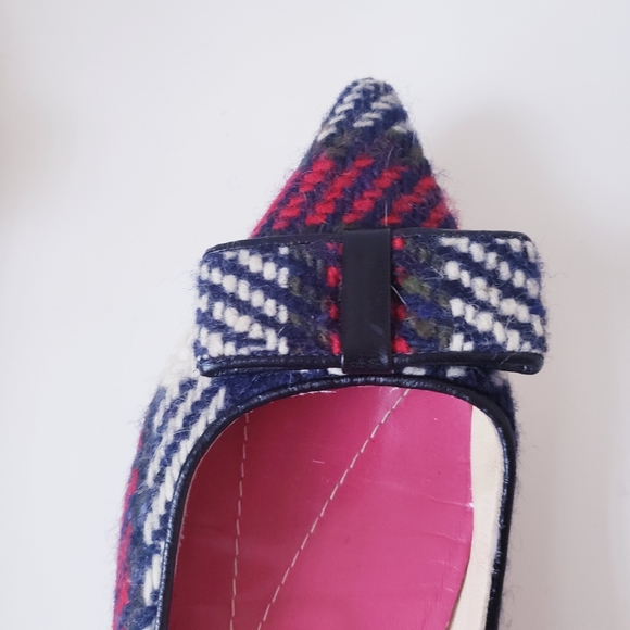 Kate Spade Red Plaid Bow Flats - Picture 10 of 13